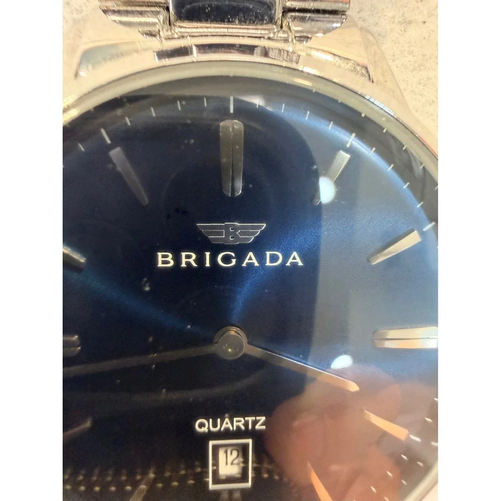 Brigada Mens Quartz Watch Blue Sunray Dial Stainless Steel Date BJD-3009G READ